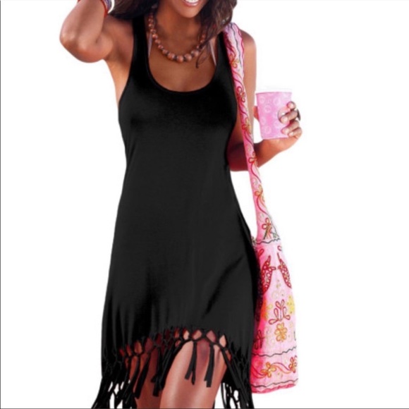 Beach dress coverup with fringe - Picture 2 of 10